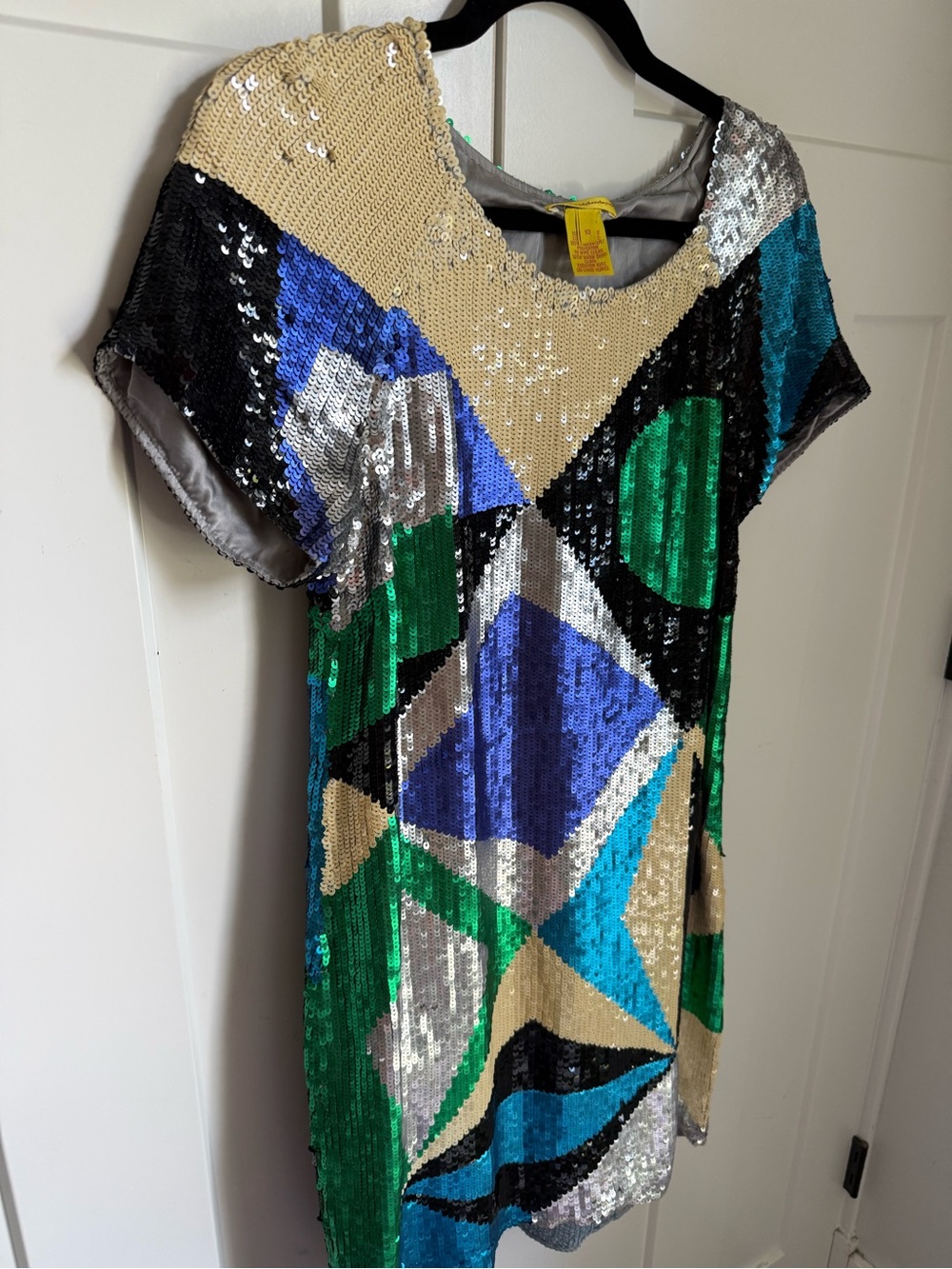 Catherine Malandrino Gold, Green & Black Sequin Dress, like new size 10. - Picture 3 of 6